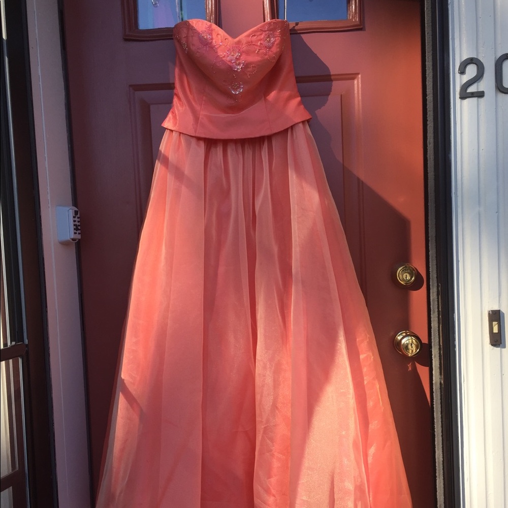 Aviena Designs Strapless Ball Gown Dress Coral 8